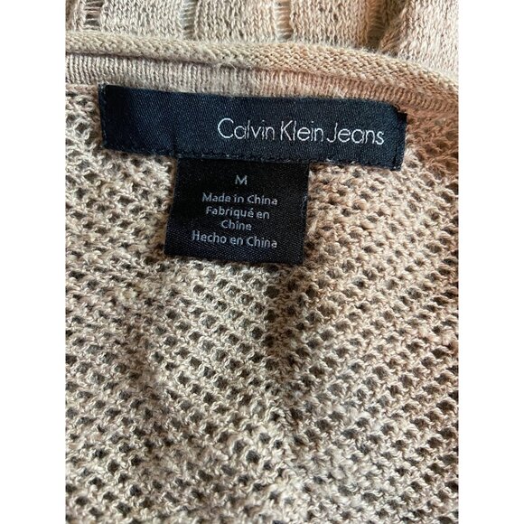 Calvin Klein Jeans Womens Vest Cardigan Medium Beige Open Front Boho Chic - Picture 4 of 8
